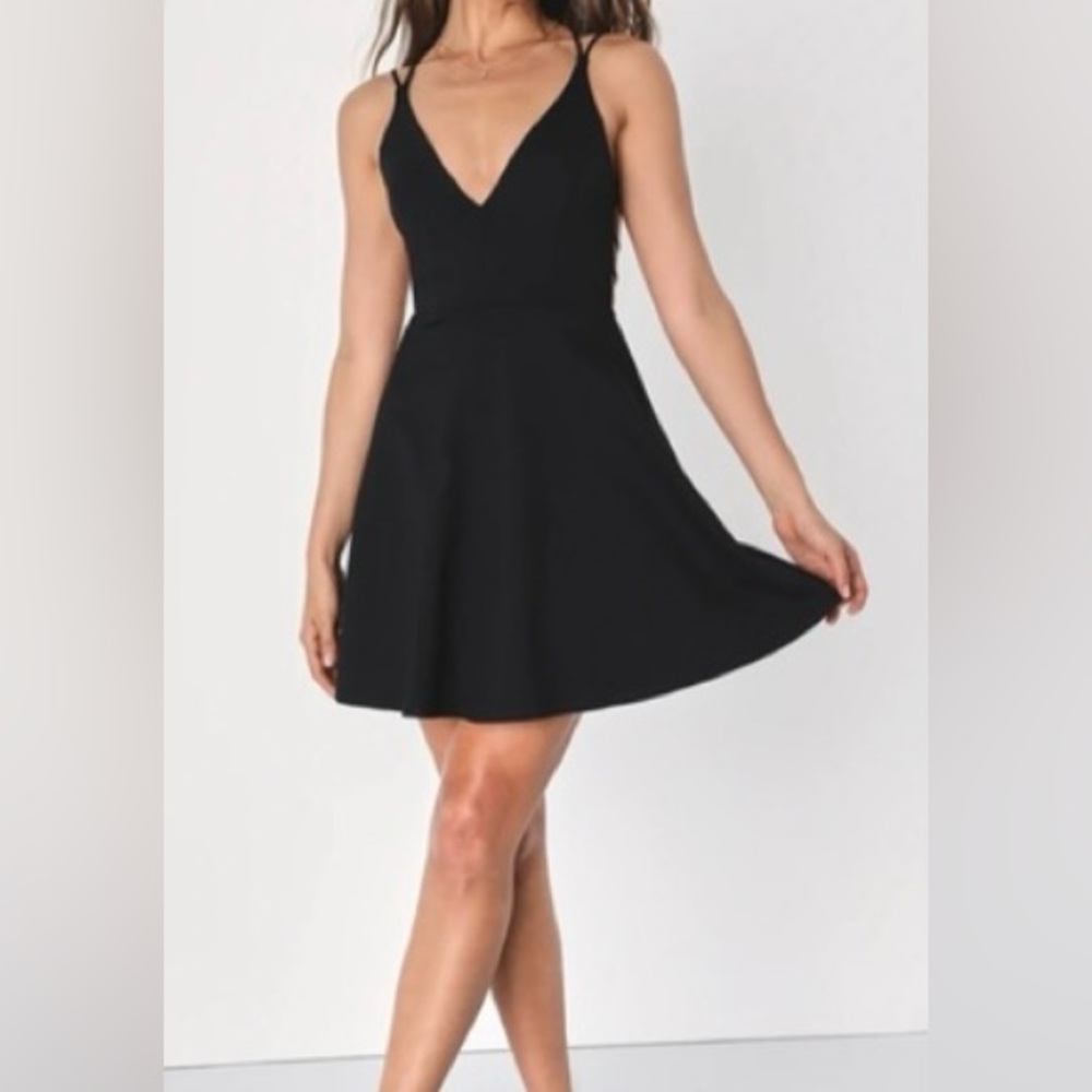 Lulus - Black Skater Dress - Size Small
